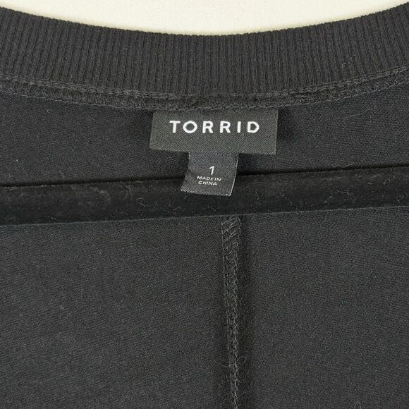 Torrid Womens 1 1X‎ Black Front Back Ruched Bodycon Jersey Knit 3/4 Sleeve Dress - Picture 6 of 7